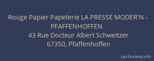 Rouge Papier Papeterie LA PRESSE MODER'N - PFAFFENHOFFEN