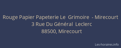 Rouge Papier Papeterie Le  Grimoire  - Mirecourt
