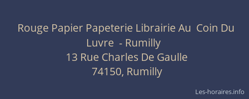 Rouge Papier Papeterie Librairie Au  Coin Du Luvre  - Rumilly