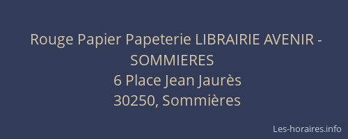 Rouge Papier Papeterie LIBRAIRIE AVENIR - SOMMIERES