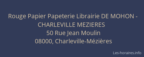 Rouge Papier Papeterie Librairie DE MOHON - CHARLEVILLE MEZIERES