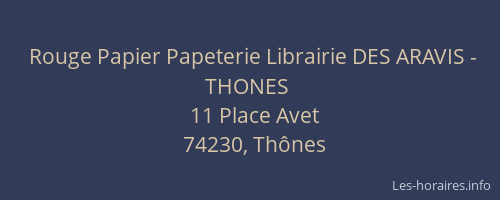 Rouge Papier Papeterie Librairie DES ARAVIS - THONES