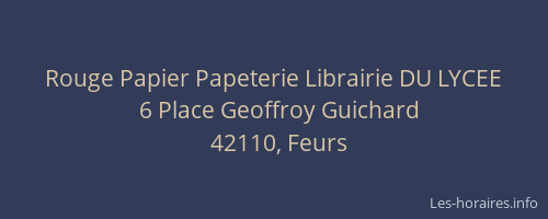 Rouge Papier Papeterie Librairie DU LYCEE