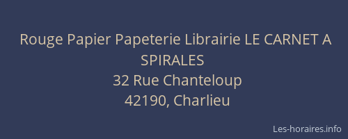 Rouge Papier Papeterie Librairie LE CARNET A SPIRALES