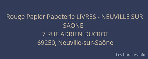 Rouge Papier Papeterie LIVRES - NEUVILLE SUR SAONE