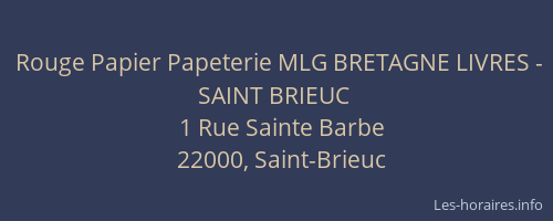 Rouge Papier Papeterie MLG BRETAGNE LIVRES - SAINT BRIEUC