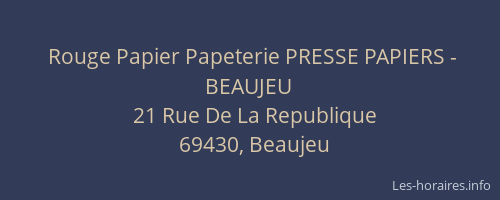 Rouge Papier Papeterie PRESSE PAPIERS - BEAUJEU