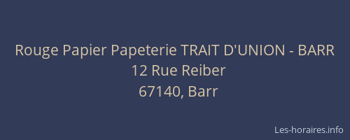 Rouge Papier Papeterie TRAIT D'UNION - BARR