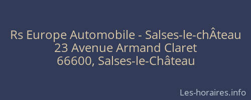 Rs Europe Automobile - Salses-le-chÂteau
