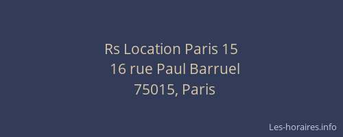 Rs Location Paris 15