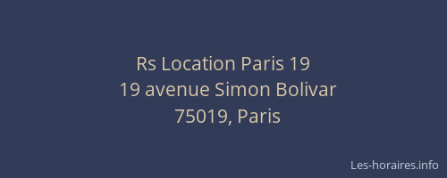 Rs Location Paris 19