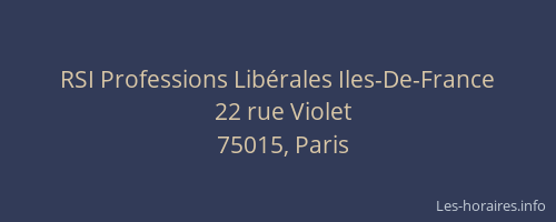 RSI Professions Libérales Iles-De-France