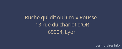 Ruche qui dit oui Croix Rousse