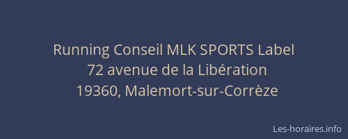 Running Conseil MLK SPORTS Label