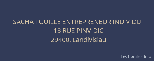 SACHA TOUILLE ENTREPRENEUR INDIVIDU