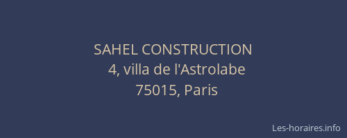 SAHEL CONSTRUCTION