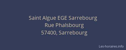 Saint Algue EGE Sarrebourg