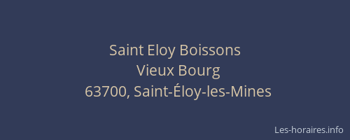 Saint Eloy Boissons