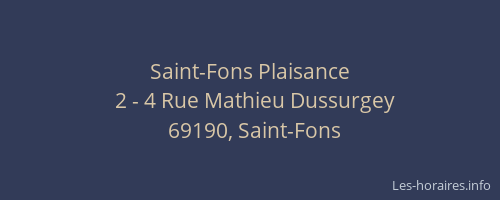 Saint-Fons Plaisance