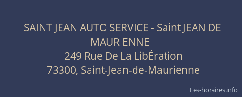 SAINT JEAN AUTO SERVICE - Saint JEAN DE MAURIENNE