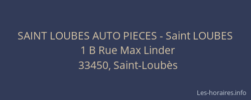 SAINT LOUBES AUTO PIECES - Saint LOUBES