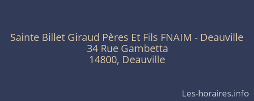 Sainte Billet Giraud Pères Et Fils FNAIM - Deauville