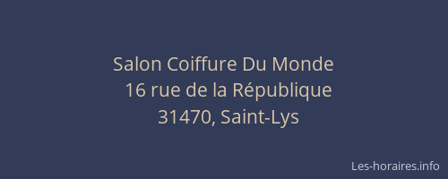 Salon Coiffure Du Monde