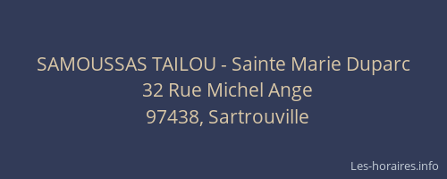 SAMOUSSAS TAILOU - Sainte Marie Duparc
