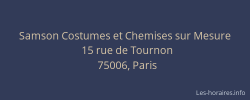 Samson Costumes et Chemises sur Mesure