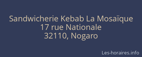 Sandwicherie Kebab La Mosaïque