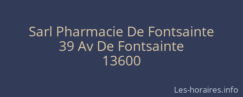 Sarl Pharmacie De Fontsainte