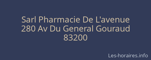 Sarl Pharmacie De L'avenue