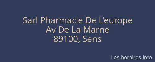 Sarl Pharmacie De L'europe
