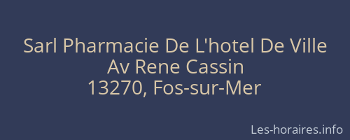Sarl Pharmacie De L'hotel De Ville