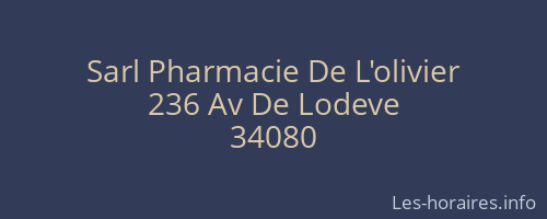 Sarl Pharmacie De L'olivier