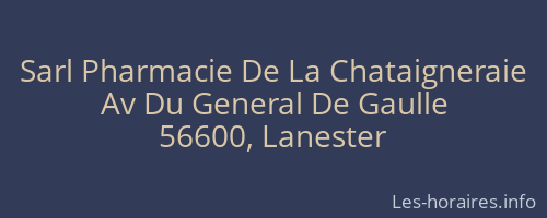 Sarl Pharmacie De La Chataigneraie