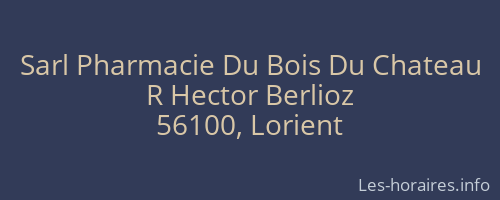Sarl Pharmacie Du Bois Du Chateau