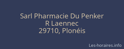 Sarl Pharmacie Du Penker