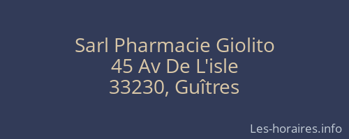 Sarl Pharmacie Giolito