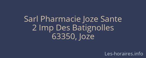 Sarl Pharmacie Joze Sante