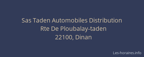Sas Taden Automobiles Distribution
