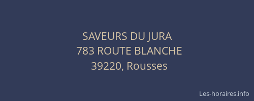 SAVEURS DU JURA