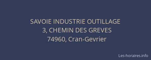 SAVOIE INDUSTRIE OUTILLAGE
