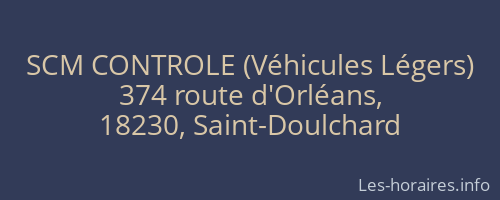 SCM CONTROLE (Véhicules Légers)