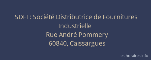 SDFI : Société Distributrice de Fournitures Industrielle