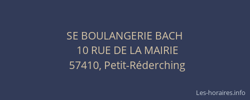 SE BOULANGERIE BACH