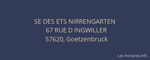 SE DES ETS NIRRENGARTEN