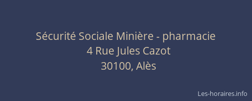 S&eacute;curit&eacute; Sociale Mini&egrave;re - pharmacie