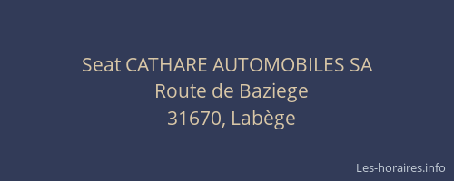 Seat CATHARE AUTOMOBILES SA