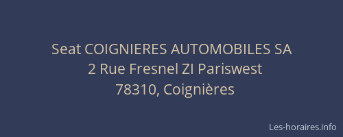 Seat COIGNIERES AUTOMOBILES SA
